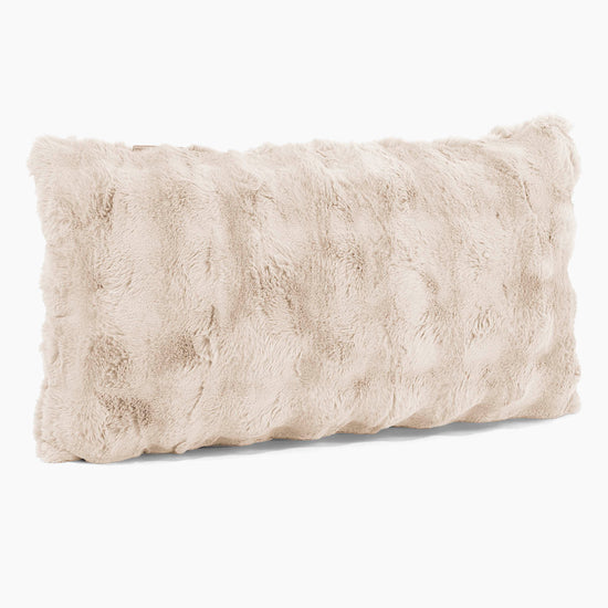 Housse de Coussin Rectangulaire Géant 40 x 70cm - Fausse Fourrure à Bulles Crème 02