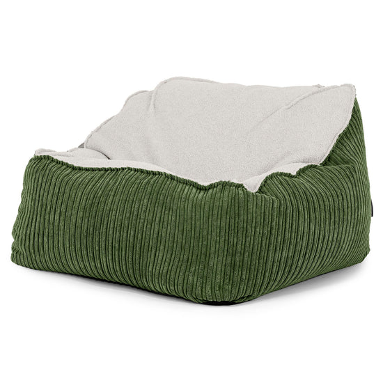 Le Pouf Doudou - Bouclé & Côtelé Vert Forêt 01
