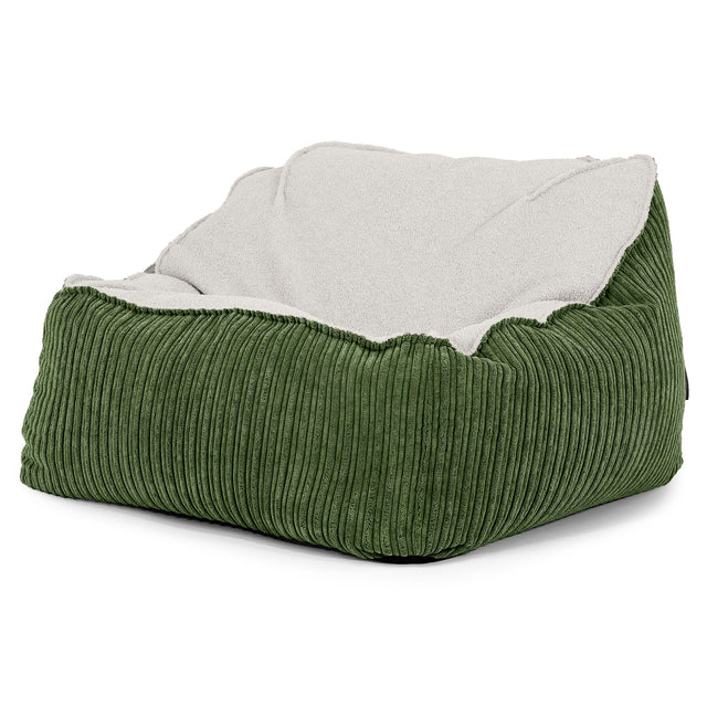 Le Pouf Doudou - Bouclé & Côtelé Vert Forêt 01