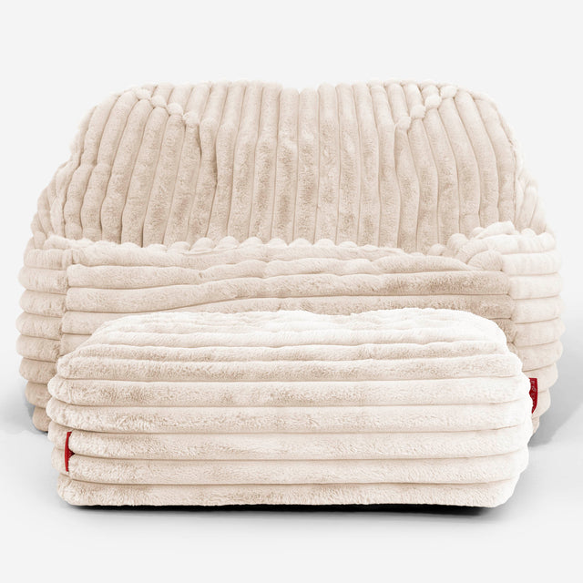 Le Pouf Doudou - Velours Côtelé Ultra Pelucheux Crème 03