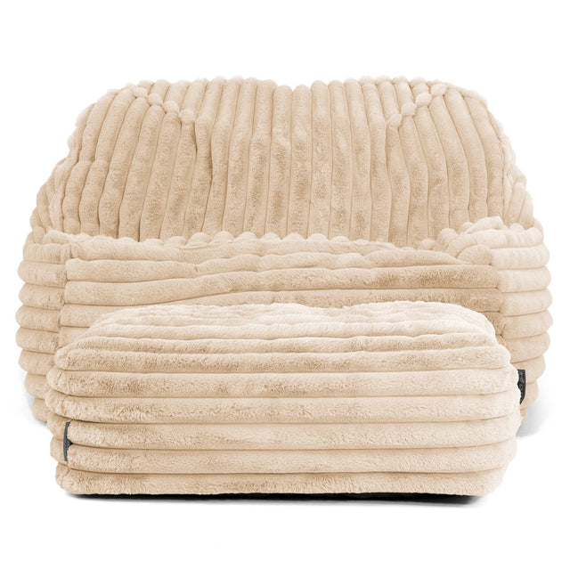 Le Pouf Doudou - Velours Côtelé Ultra Pelucheux Crème 03