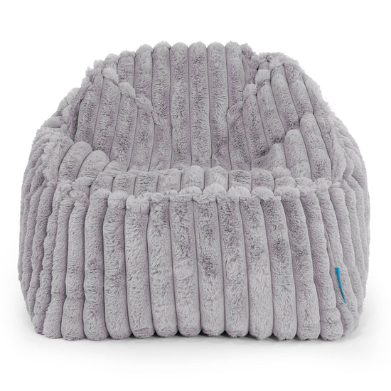 Le Pouf Enfant Doudou 2-6 ans - Velours Côtelé Ultra Pelucheux Gris 02