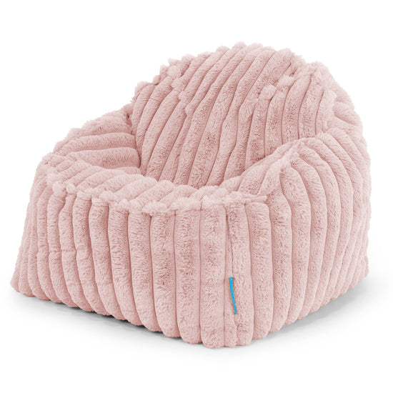 Le Pouf Enfant Doudou 2-6 ans - Velours Côtelé Ultra Pelucheux Rose Pastel 01