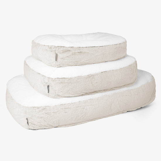 Lit pour Chien, Taille Large - Fausse Fourrure Lapin Blanc 02