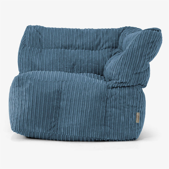 Modulaire Canapé Pouf, Élément Angle Droit - Côtelé Bleu Marine 01