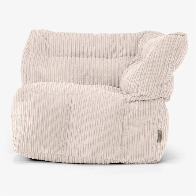 Modulaire Canapé Pouf, Élément Angle Gauche - Côtelé Ivoire 01