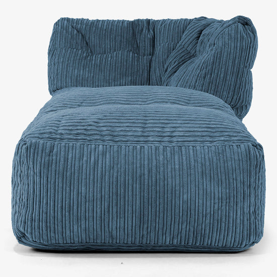 Modulaire Canapé Pouf, Élément Méridienne Droite - Côtelé Bleu Marine 02