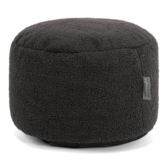 Petit Repose-pieds Rond - Bouclé Anthracite 01
