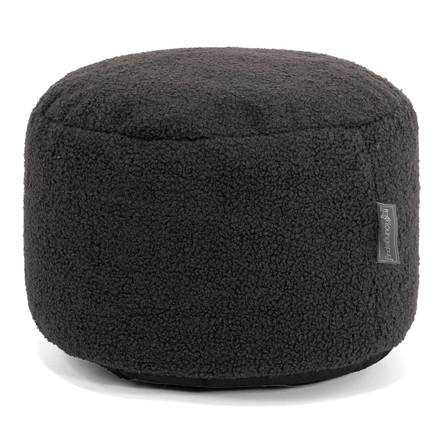 Petit Repose-pieds Rond - Bouclé Anthracite 01