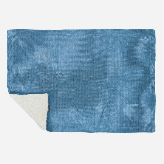 Plaid / Couverture Sherpa - Pompon Bleu Ciel 03
