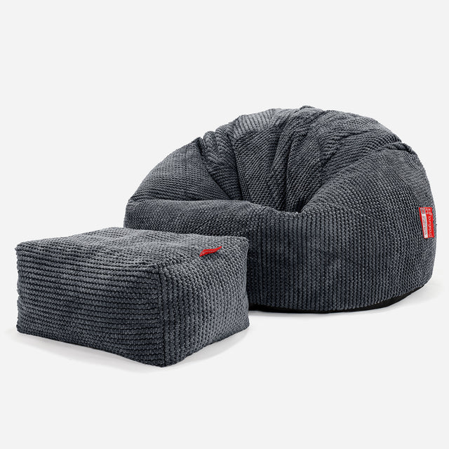 Pouf Poire Classique - Pompon Noir 02