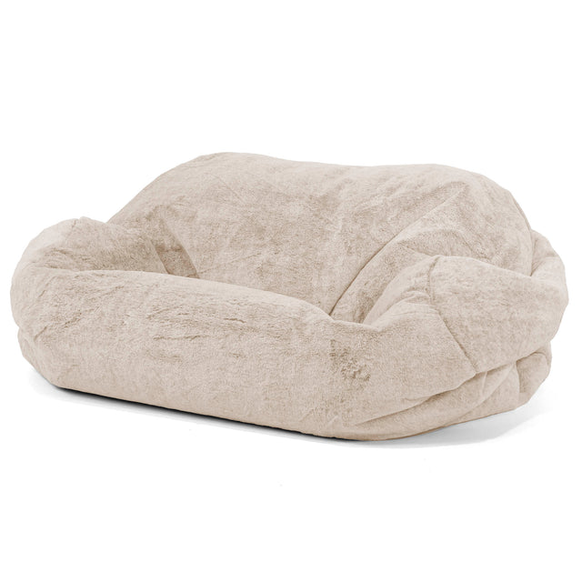 Pouf Canapé Sabine - Fausse Fourrure Lapin Brun Doré 01