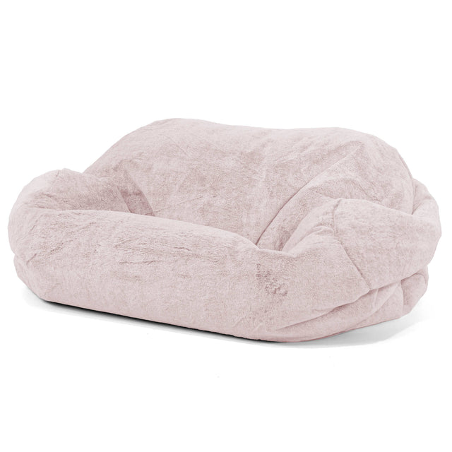 Pouf Canapé Sabine - Fausse Fourrure Lapin Rose Pastel 01