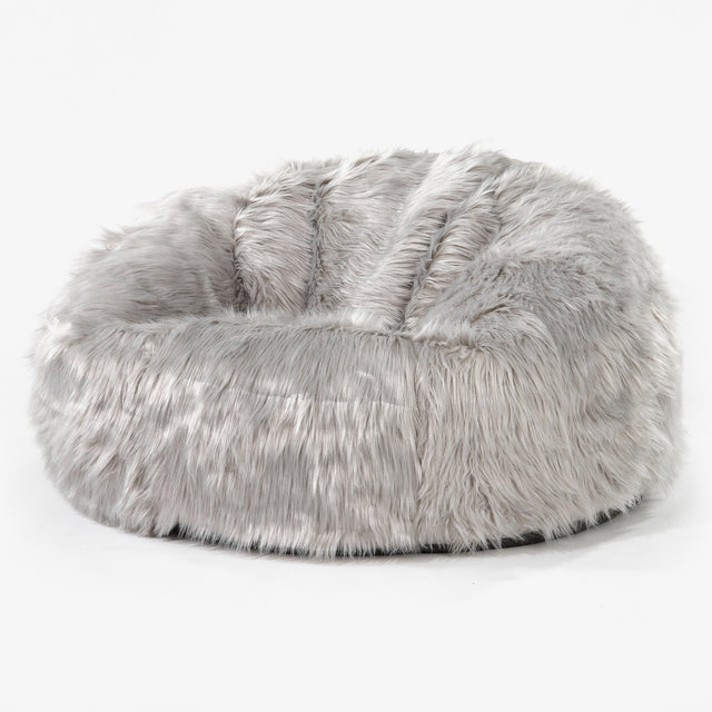 Pouf Canapé Classique - Imitation fourrure à poils longs Gris 01