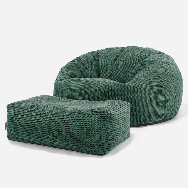 Pouf Canapé Classique - Pompon Vert Mousse 02