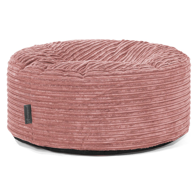 Pouf Design Rond - Côtelé Pêche 01