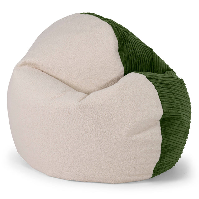 Pouf Fauteuil Flexiforme pour Enfants de 1 à 3 ans - Bouclé & Côtelé Vert Forêt 01