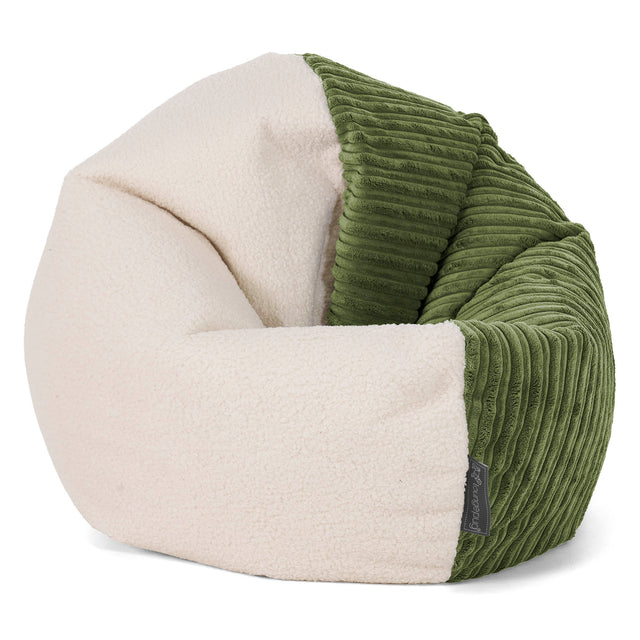 Pouf Fauteuil Flexiforme pour Enfants de 1 à 3 ans - Bouclé & Côtelé Vert Forêt 01