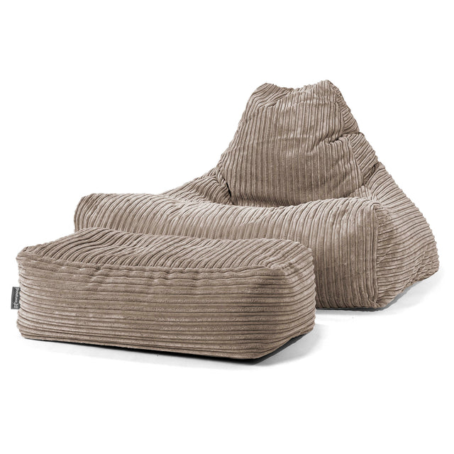 Pouf Fauteuil Relax - Côtelé Grège 02