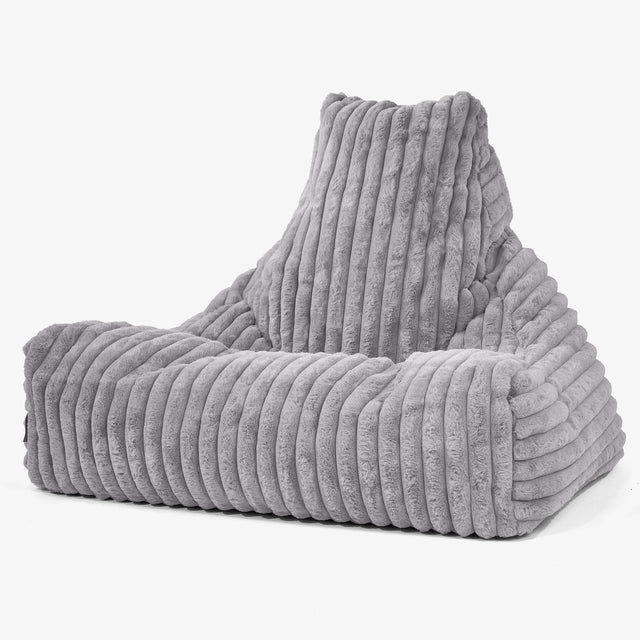 Pouf Fauteuil Relax - Velours Côtelé Ultra Pelucheux Gris 01