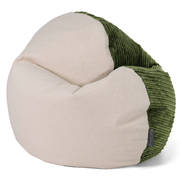 Pouf Flexiforme pour Adultes - Bouclé & Côtelé Vert Forêt 01