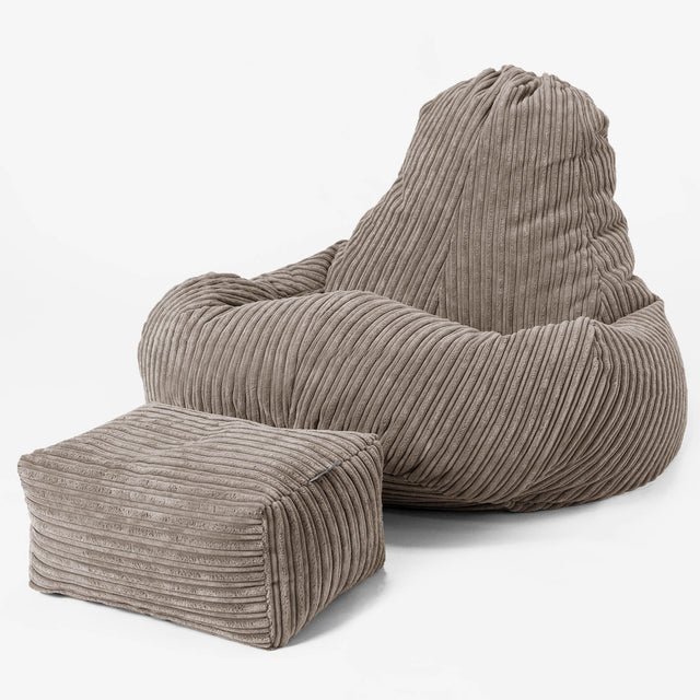 Pouf Gamer Ultra Lux - Côtelé Grège 02