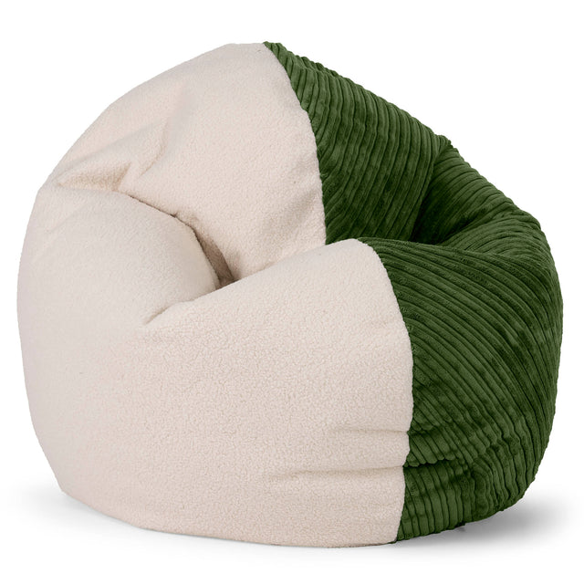 Pouf Junior Flexiforme pour Enfants 2-14 ans - Bouclé & Côtelé Vert Forêt 01