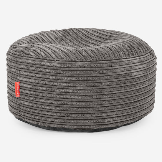 Pouf Ottoman avec Plateau - Côtelé Anthracite 02