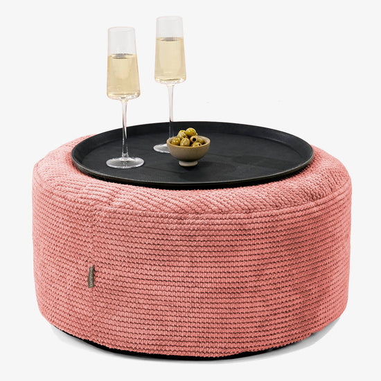 Pouf Ottoman avec Plateau - Pompon Citrouille 01