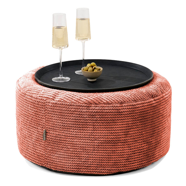 Pouf Ottoman avec Plateau - Pompon Citrouille 01