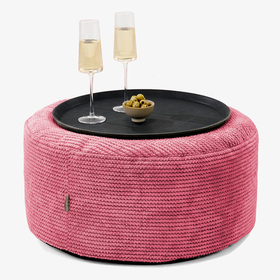 Pouf Ottoman avec Plateau - Pompon Rouge pastel 01
