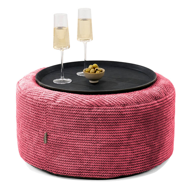 Pouf Ottoman avec Plateau - Pompon Rouge pastel 01