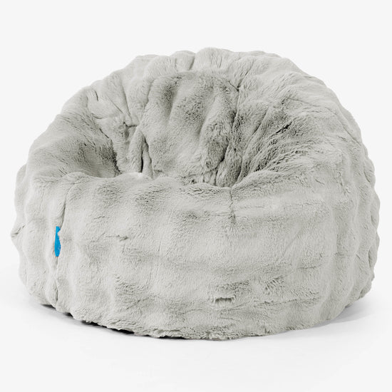 Pouf Poire Classique Enfant 1-5 ans - Fausse Fourrure à Bulles Vert Sauge 01