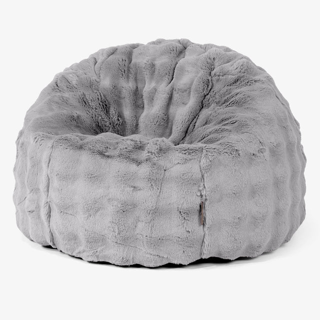 Pouf Poire Classique - Fausse Fourrure à Bulles Gris 01