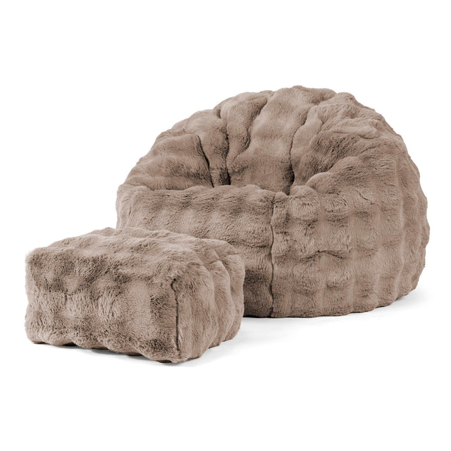 Pouf Poire Classique - Fausse Fourrure à Bulles Vison 02