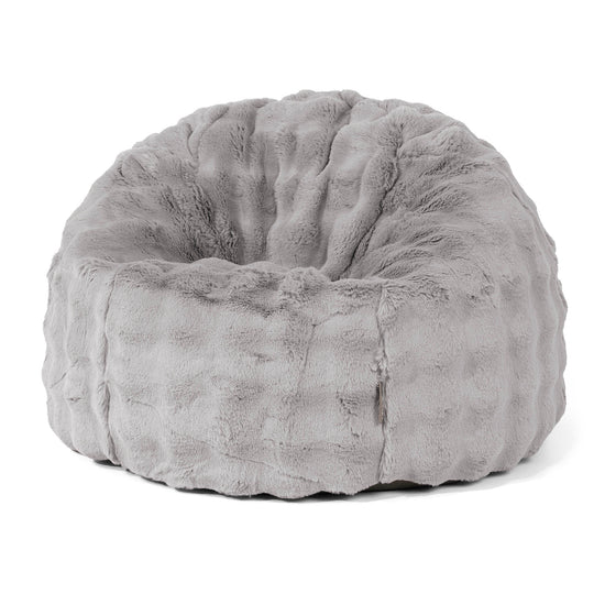 Pouf Poire Classique - Fausse Fourrure à Bulles Gris 01