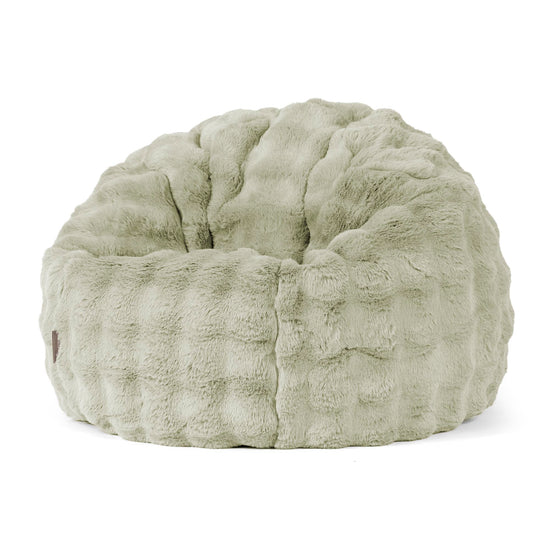 Pouf Poire Classique - Fausse Fourrure à Bulles Vert Sauge 01