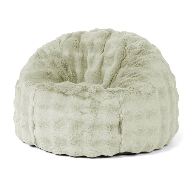 Pouf Poire Classique - Fausse Fourrure à Bulles Vert Sauge 01