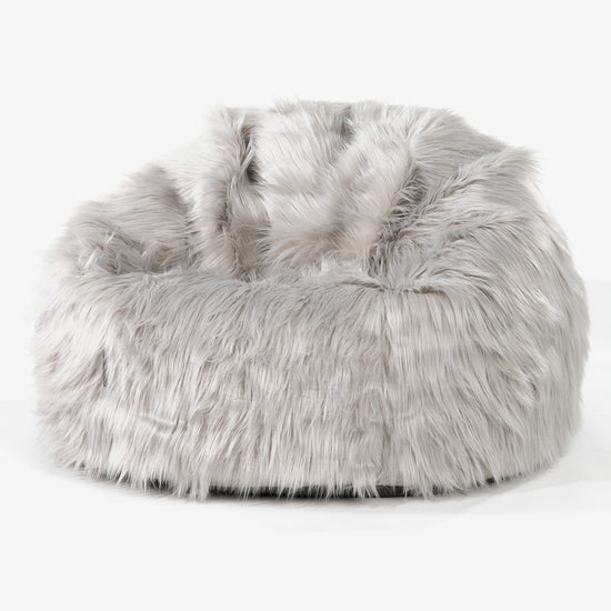 Pouf Poire Classique - Imitation fourrure à poils longs Gris 01