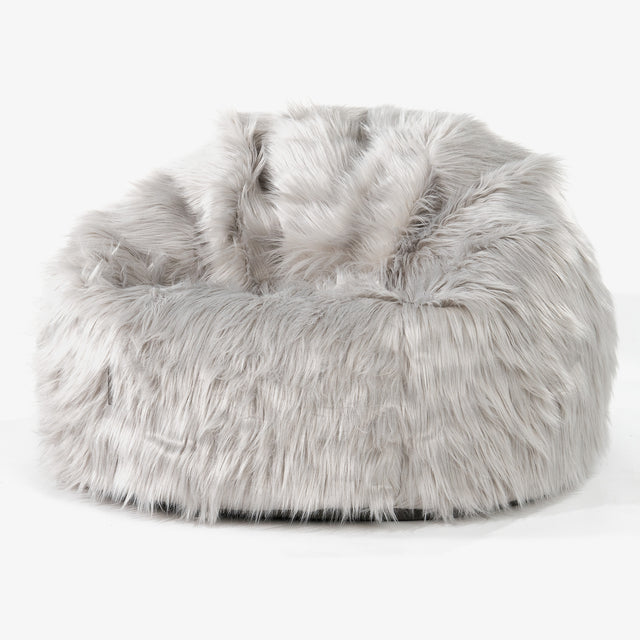 Pouf Poire Classique - Imitation fourrure à poils longs Gris 01