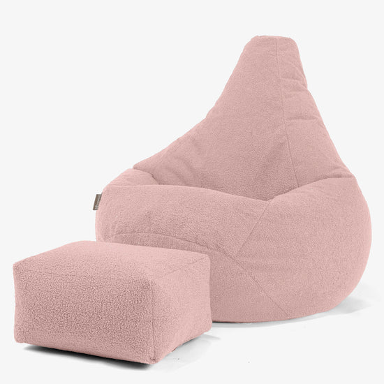 Pouf Poire Gamer - Bouclé Rose 01
