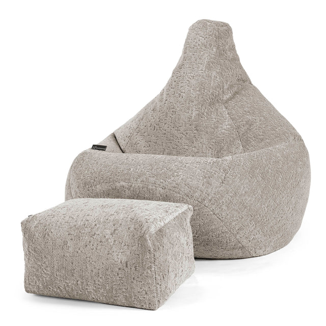 Pouf Poire Gamer - Chenille Luxe Gris 01