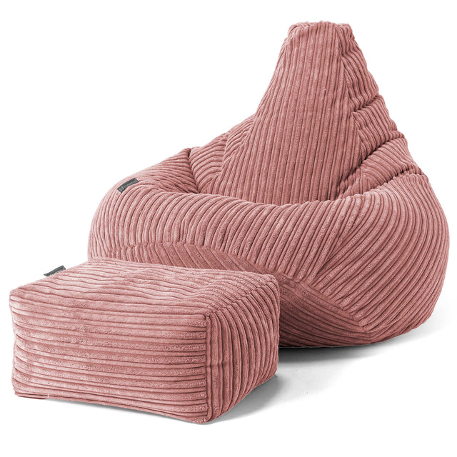 Pouf Poire Gamer - Côtelé Pêche 01