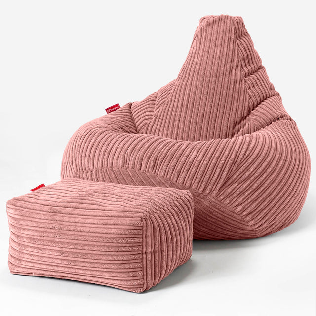 Pouf Poire Gamer - Côtelé Pêche 01