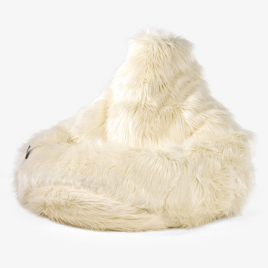 Pouf Poire Gamer - Imitation fourrure à poils longs Crème 01