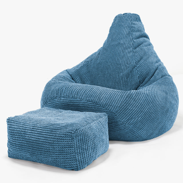 Pouf Poire Gamer - Pompon Bleu Ciel 01