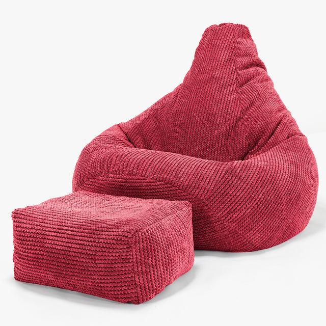 Pouf Poire Gamer - Pompon Rouge pastel 01