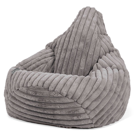 Pouf Poire Gamer - Velours Côtelé Ultra Pelucheux Gris 02
