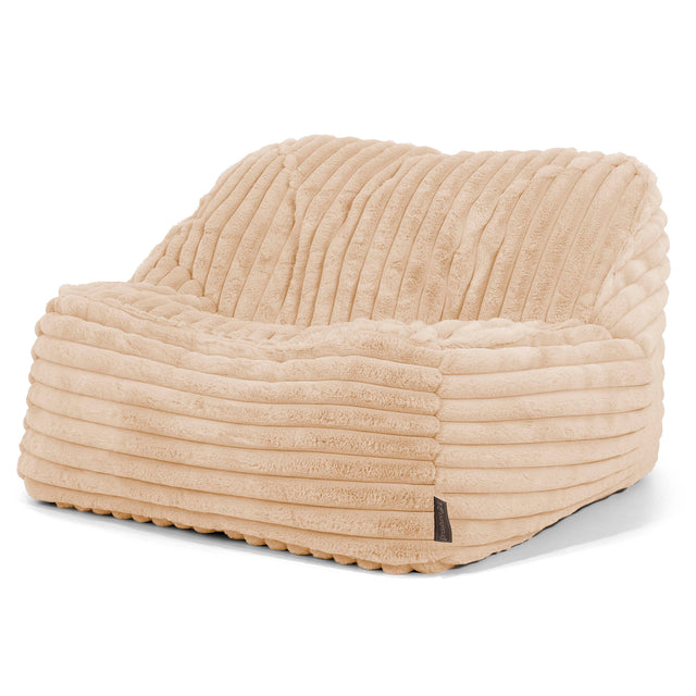 Le Pouf Doudou - Velours Côtelé Ultra Pelucheux Pêche 01