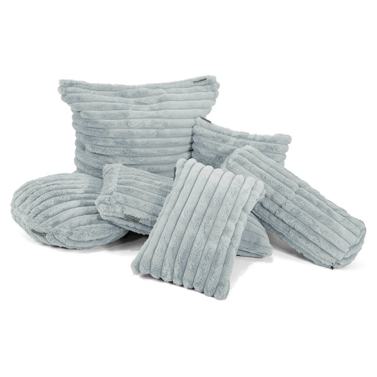 Housse de Traversin 20 x 55cm - Velours Côtelé Ultra Pelucheux Bleu Dragé 03